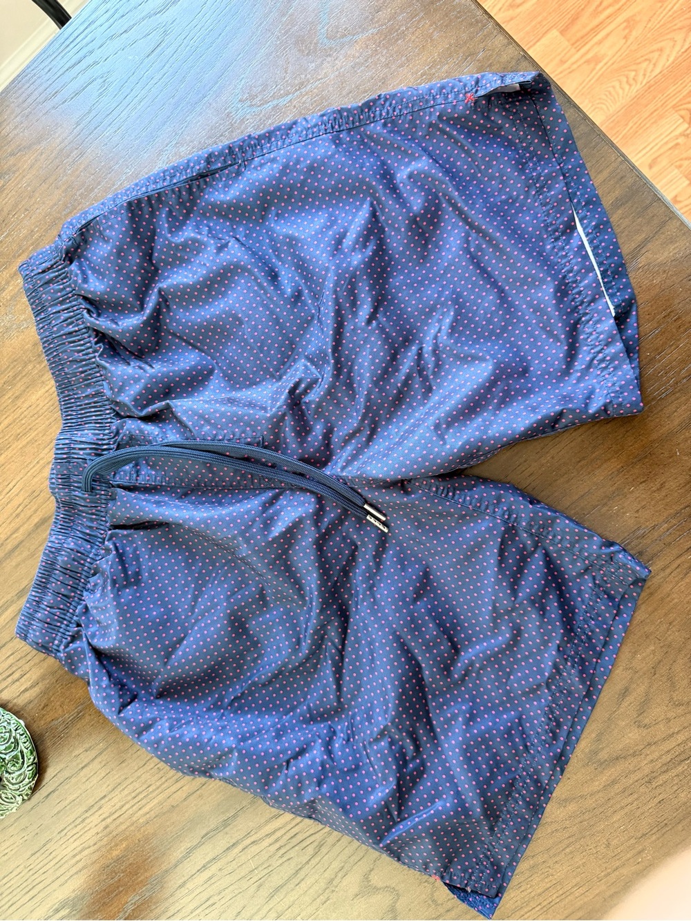 2xist Navy Swim Trunks with Red Micro Dot Print